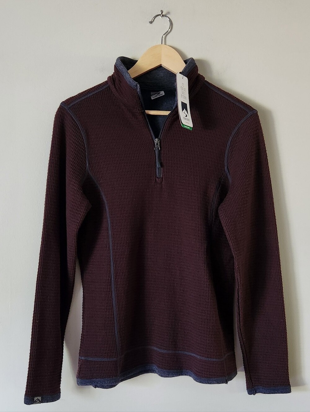 Storm Creek Women's Maverick Waffle Quarter-Zip Brown Pullover Sz S
